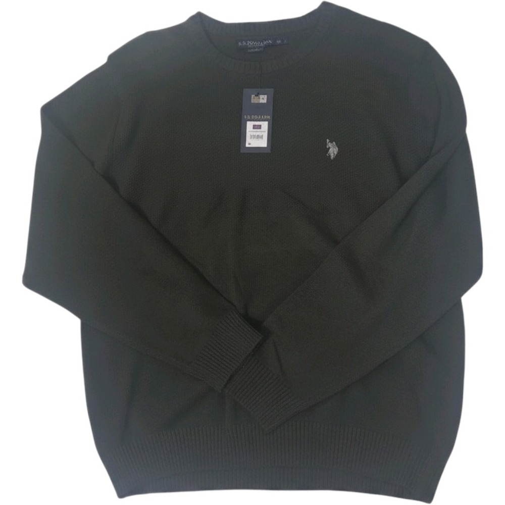 U.S. Polo ASSN. Men's Green Crew Neck Pullover Sweater 2XL Long Sleeves